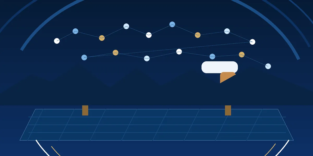 Abstract navy gymnastics floor and balance beam art with roster dots, created for BYU Sport Nuts.