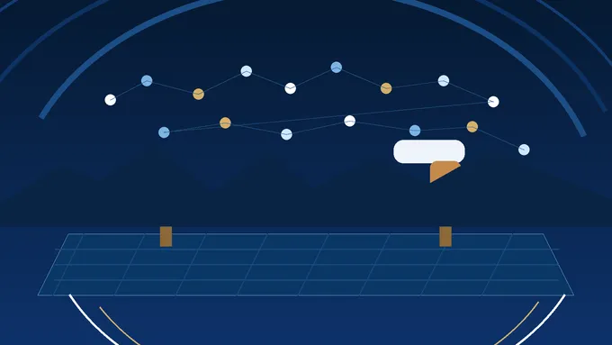 Abstract navy gymnastics floor and balance beam art with roster dots, created for BYU Sport Nuts.