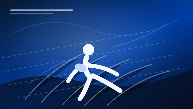 Abstract navy football field with a running back cutting through layered rushing lanes, created for BYU Sport Nuts.
